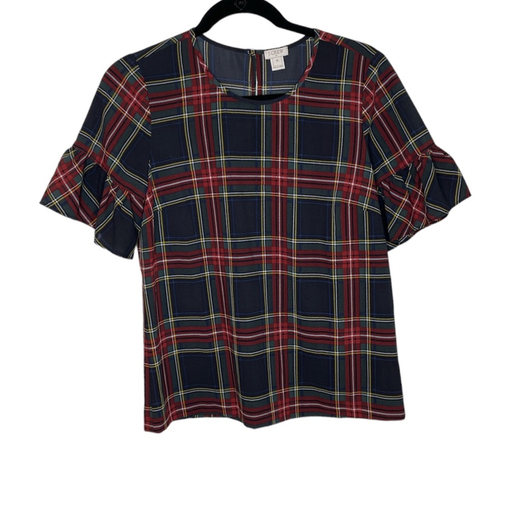 J. Crew Plaid Tartan Blouse Size XS